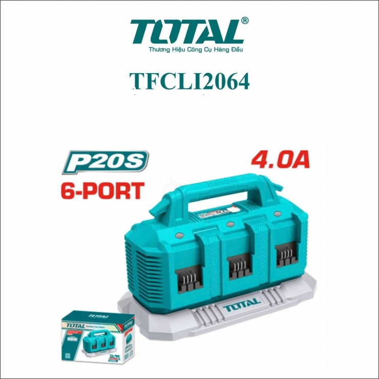 Sạc nhanh 6 cổng 4.0Ah Total TFCLI2064 ( 20V*6port*4A )