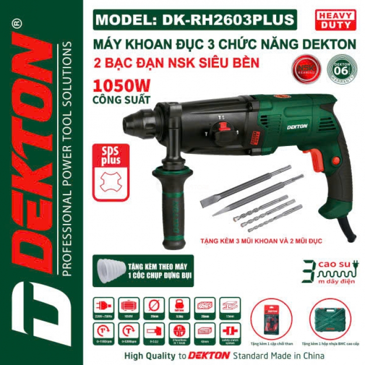 Máy khoan bê tông Dekton DK-RH2803XPLUS hammer