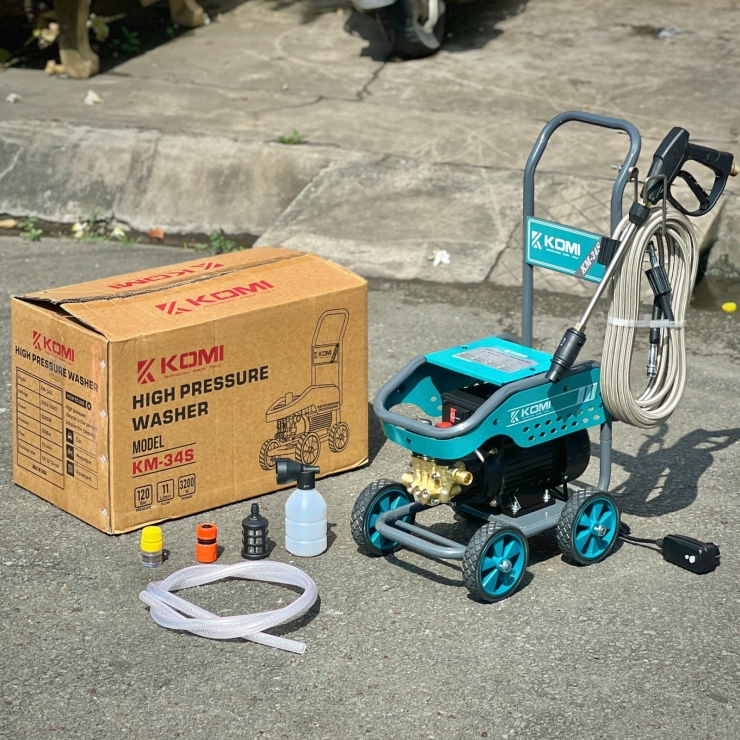 Máy rửa xe áp cao 3200W Komi KM-34S ( xe đẩy )