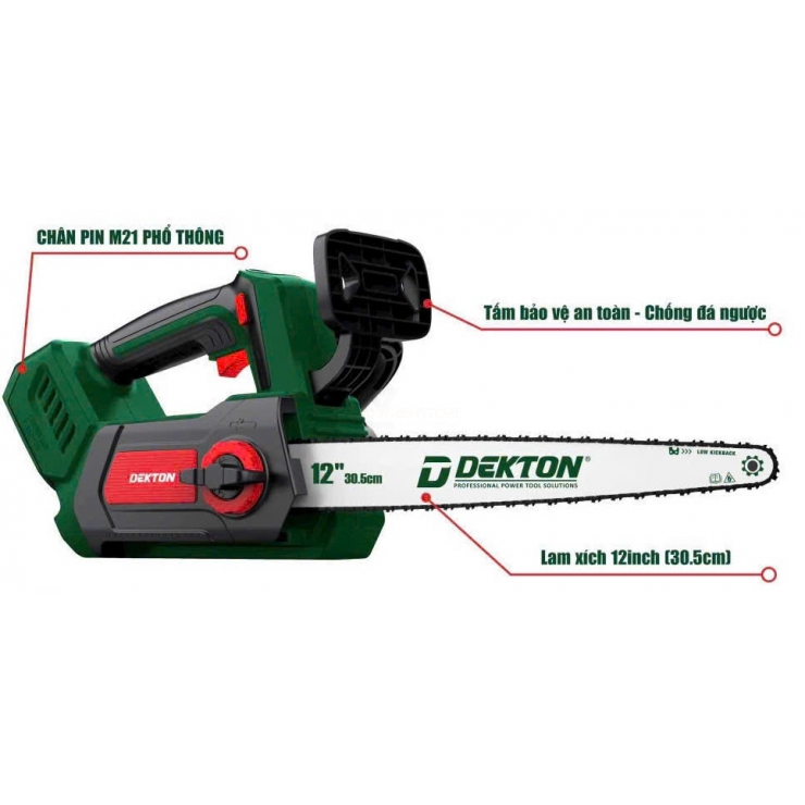 Máy cưa xích 12inch Pin 21V Dekton M21-CX12CP ( chưa Pin & Sạc )