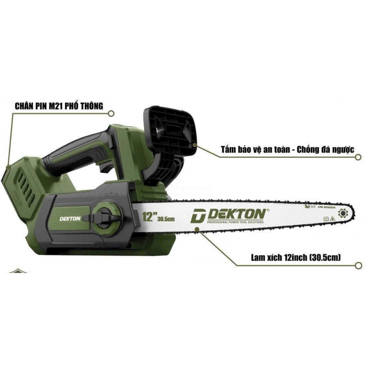 Máy cưa xích 12inch Pin 21V Dekton M21-CX12XCP ( chưa Pin & Sạc )