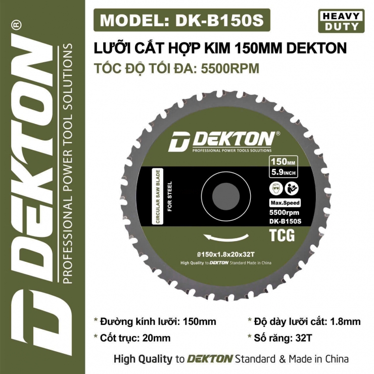 Lưỡi cắt sắt hợp kim 150mm Dekton DK-B150S ( 150*20*1.8*32T )