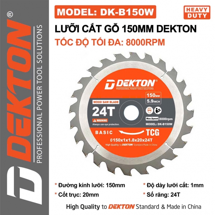Lưỡi cưa gỗ 150mm Dekton DK-B150W ( 150*20*1.0*24T )