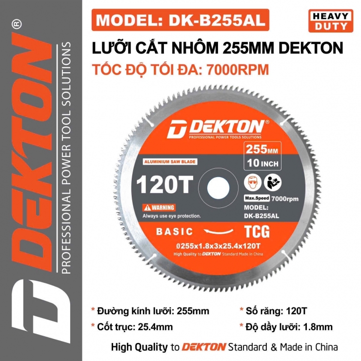 Lưỡi cắt nhôm 255mm Dekton DK-B255AL