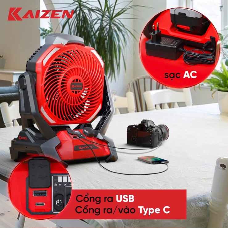 Quạt công trình Pin và điện Kaizen KZ-CF330 