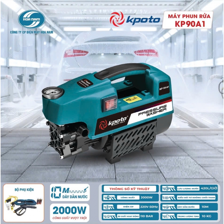 Máy rửa xe áp cao 2000W Kpoto KP90A1