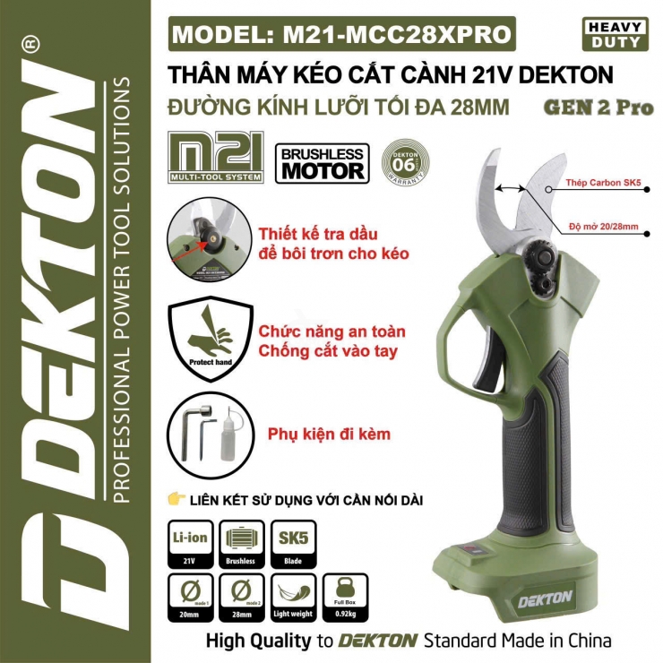 Kéo cắt cành 28mm Dekton M21-MCC28BL PRO XPRO ( chưa Pin & Sạc )