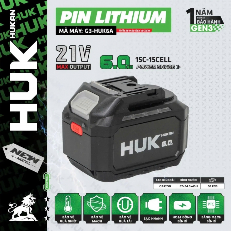 Pin 6A Hukan G3-HUK6A ( 21V 15cell )