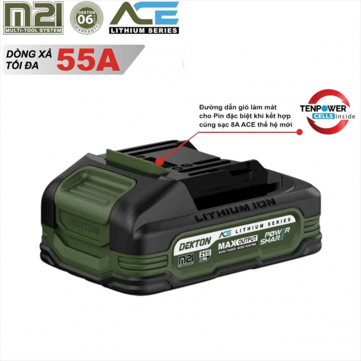 Pin 2A Dekton M21-B2055XPRO ( 5cell dòng xả cao 55A ) 
