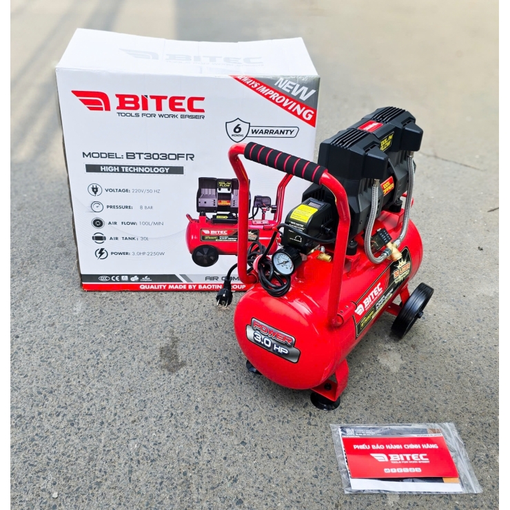 Máy nén khí không dầu 30 lít Bitec BT3030FR