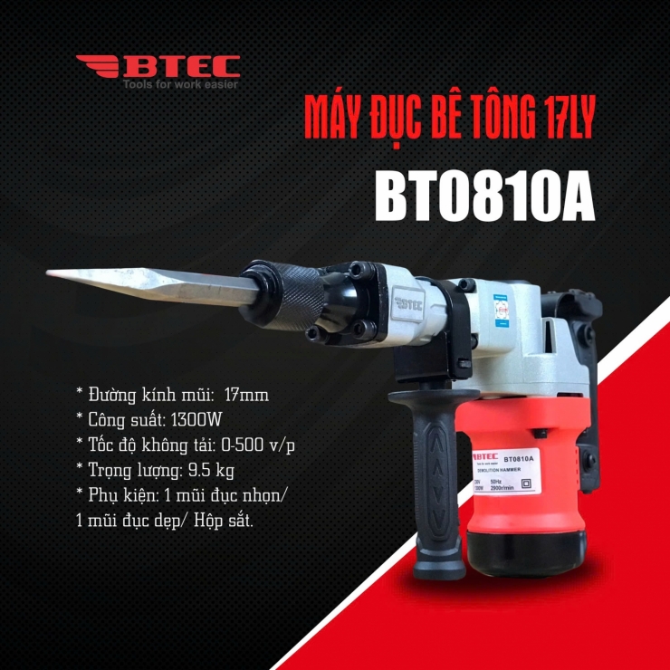 Máy đục bê tông 17mm Btec 0810AK
